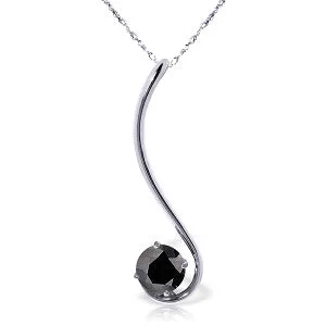 0.5 Carat 14K Solid White Gold Necklace Natural 0.50 Carat Black Diamond