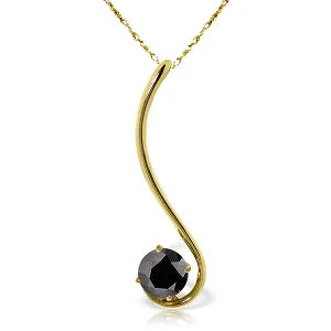 0.5 Carat 14K Solid Yellow Gold Necklace Natural 0.50 Carat Black Diamond