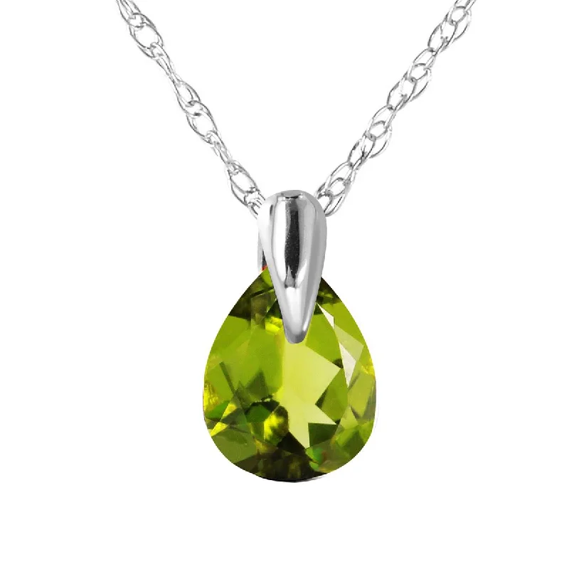 0.68 Carat 14K Solid White Gold Italian Romance Peridot Necklace