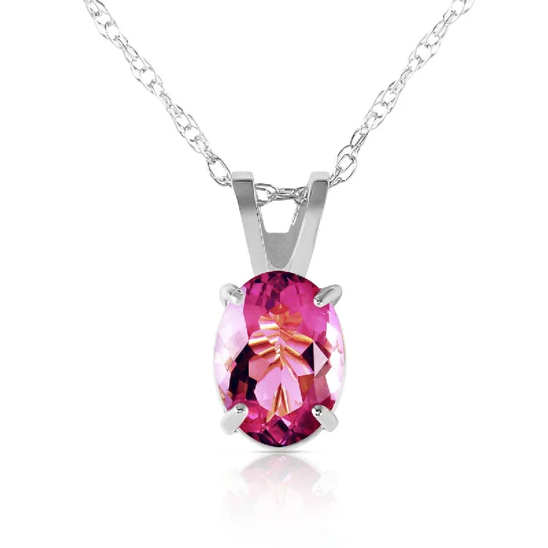 0.85 Carat 14K Solid White Gold w/ out A Sign Pink Topaz Necklace