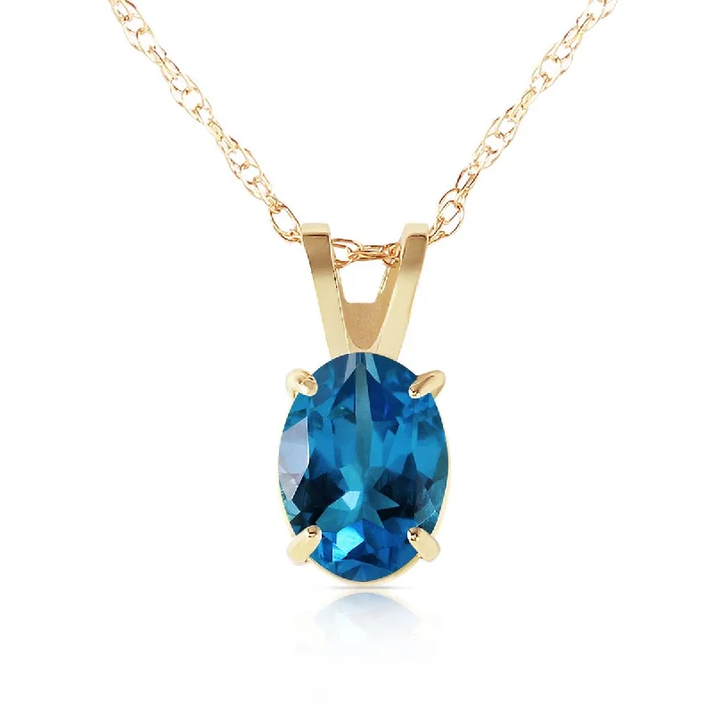 0.85 Carat 14K Solid Yellow Gold Sheltering Sky Blue Topaz Necklace