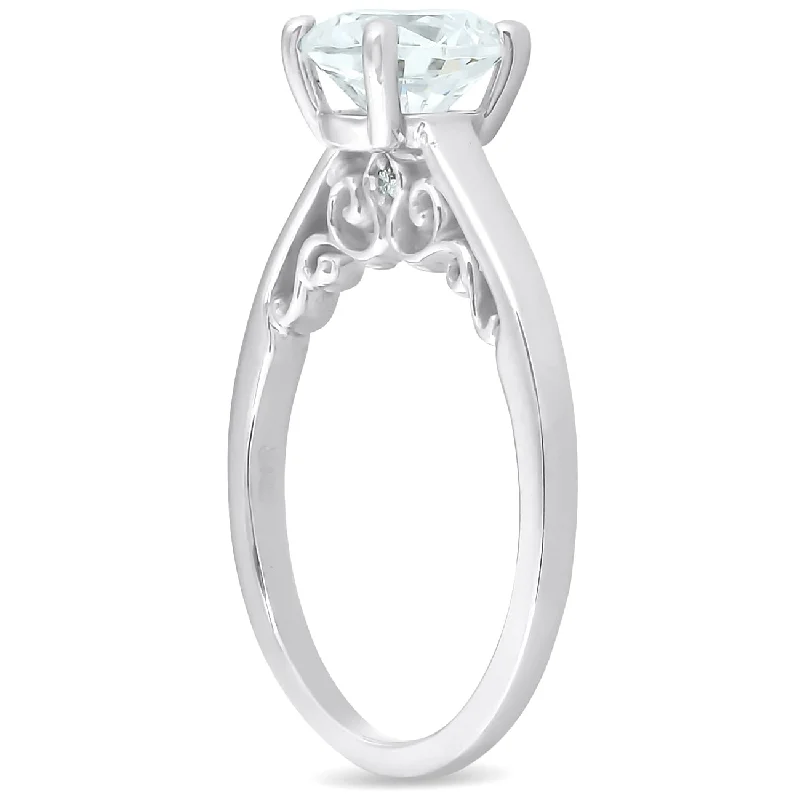 1 1/2 Ct Diamond & CZ Engagement Ring White Gold