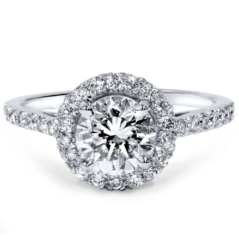 1 1/2ct Diamond Halo Engagement Ring White Gold