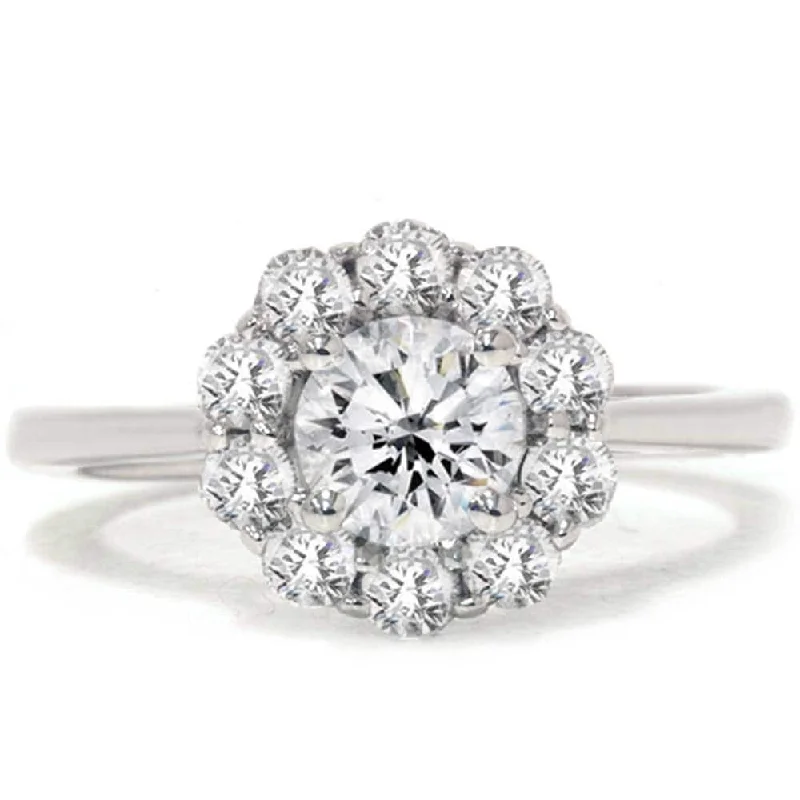 1 1/5ct Halo FIRE Diamond Engagement Ring White Gold