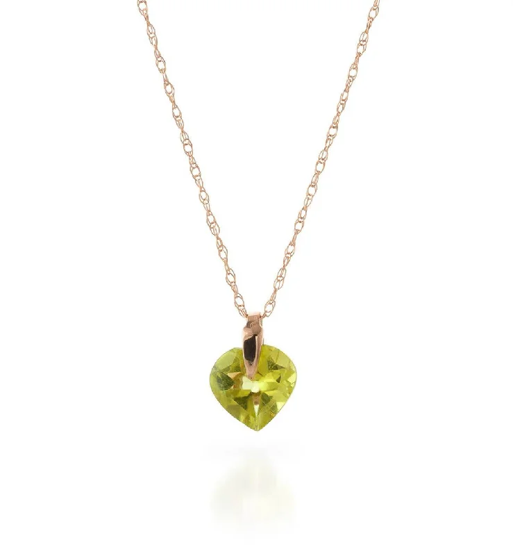 1.15 Carat 14K Solid Rose Gold Heart Peridot Necklace