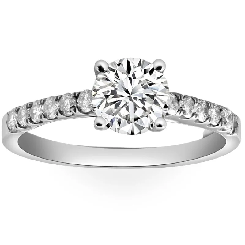 1 3/4Ct Round Cut Lab Grown Diamond Engagement Ring in White Gold