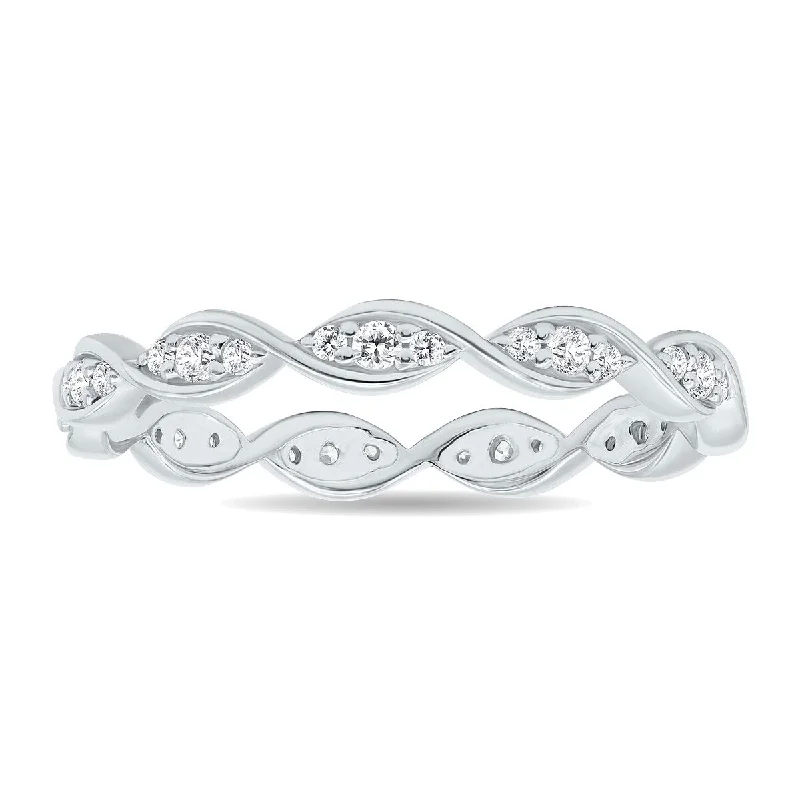 1/4 Carat TW Wave Twist Diamond Eternity Wedding Band in 10K White Gold