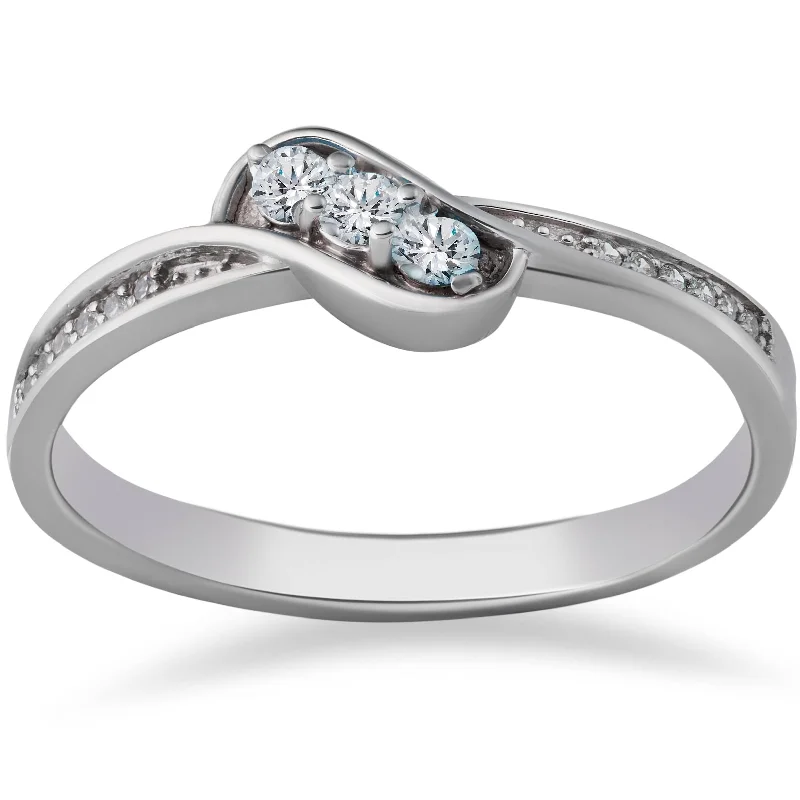 1/6ct 3-Stone Diamond Promise Engagement Ring White Gold