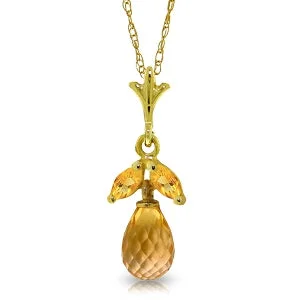 1.7 Carat 14K Solid Yellow Gold Passionate Kiss Citrine Necklace