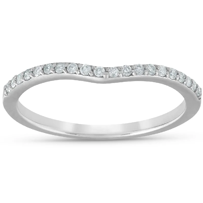 1/8cttw Diamond Curved Wedding Engagement Guard Enhancer Band White Gold