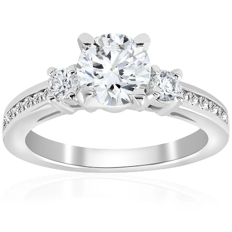 1 ct Diamond Engagement Ring 3-Stone White Gold