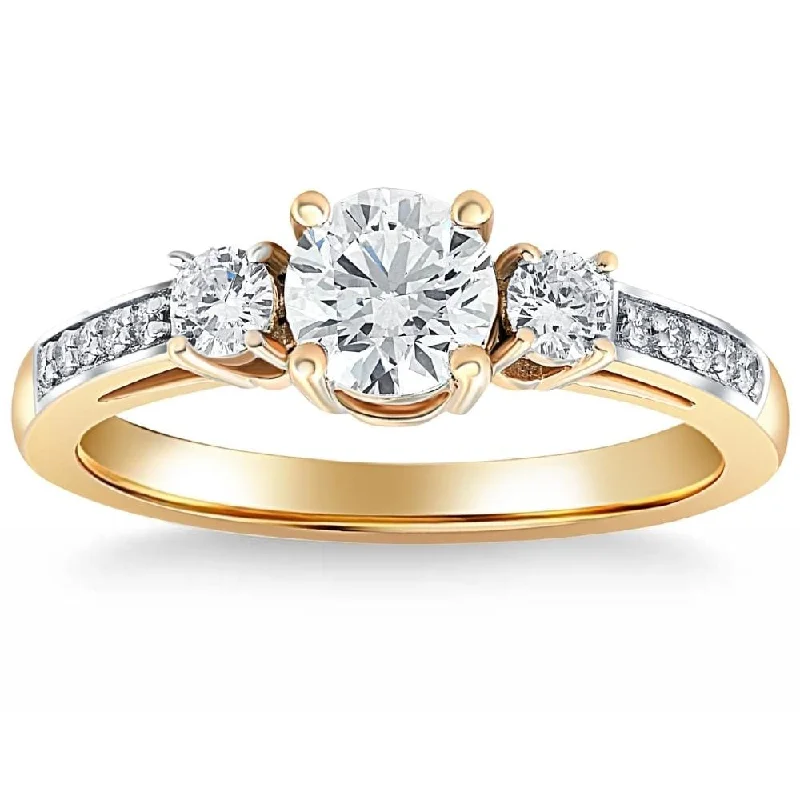 1 Ct T.W. Round Cut Three Stone Diamond Engagement Ring Lab Grown Gold