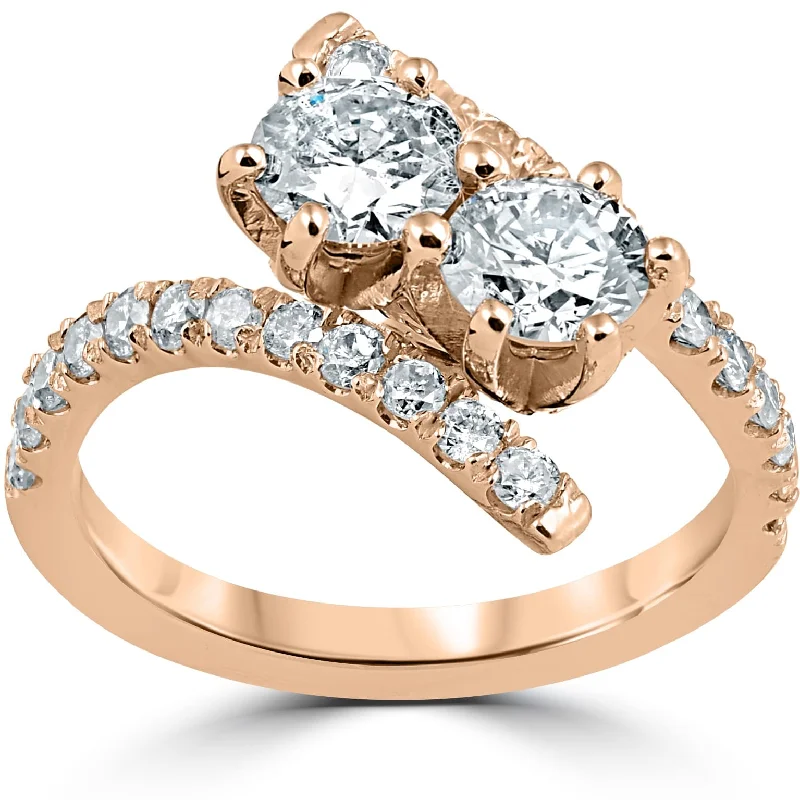 1 cttw Diamond 2 Stone Forever Us Engagement Anniversary Ring Rose Gold