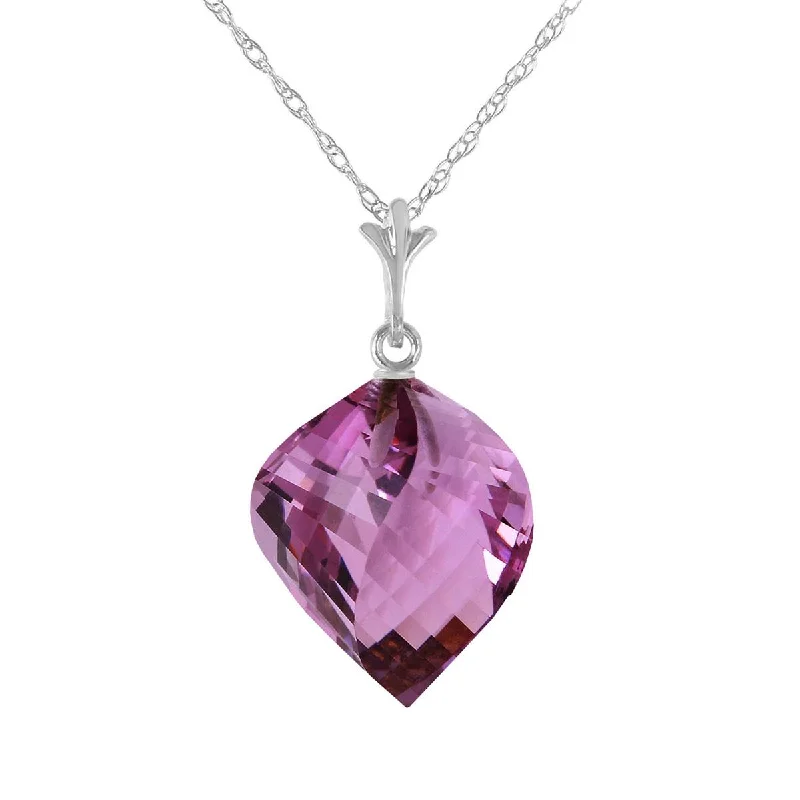 10.75 Carat 14K Solid White Gold Necklace Twisted Briolette Amethyst