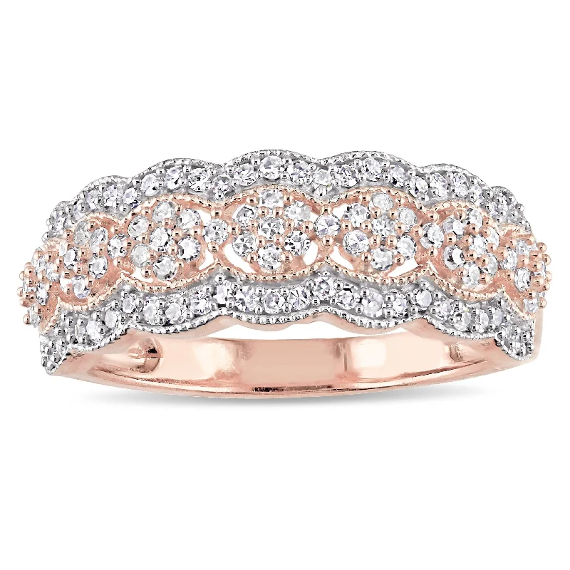 10k Rose Gold 1/2ct TDW Diamond Milgrain Anniversary Band by Miadora