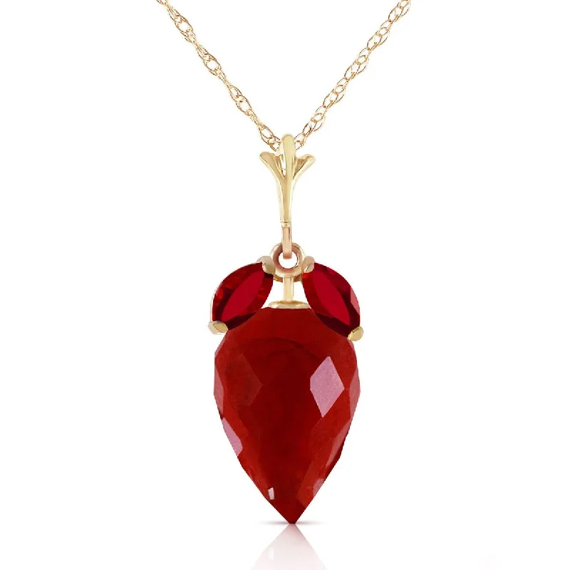 13.5 Carat 14K Solid Yellow Gold The Sky Is Red Ruby Necklace