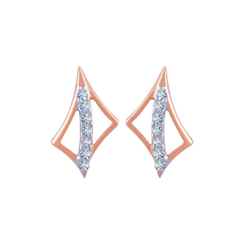 14k (585) Rose Gold And Diamond Stud Earrings For Women