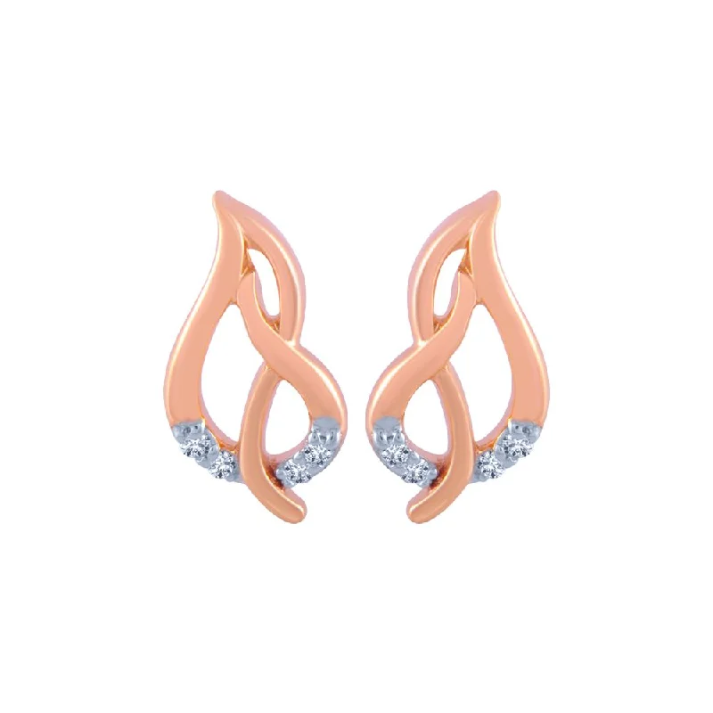 14k (585) Rose Gold And Diamond Stud Earrings For Women