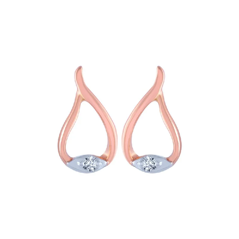 14k (585) Rose Gold And Diamond Stud Earrings For Women