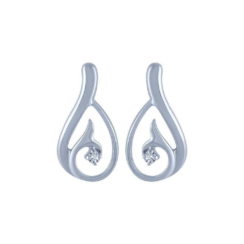 14k (585) White Gold And Diamond Stud Earrings For Women