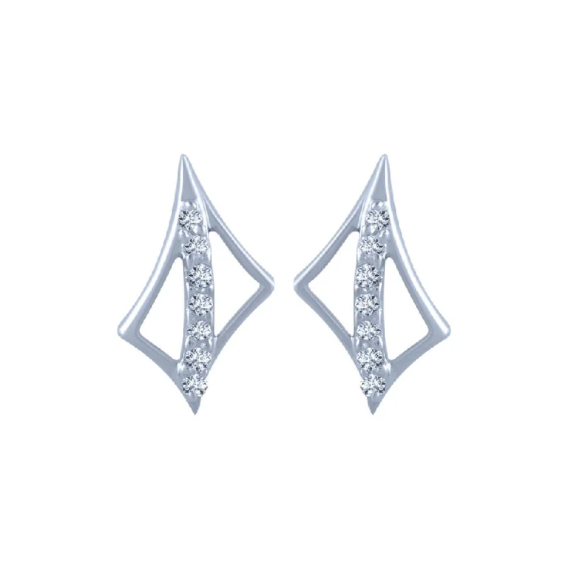 14k (585) White Gold And Diamond Stud Earrings For Women