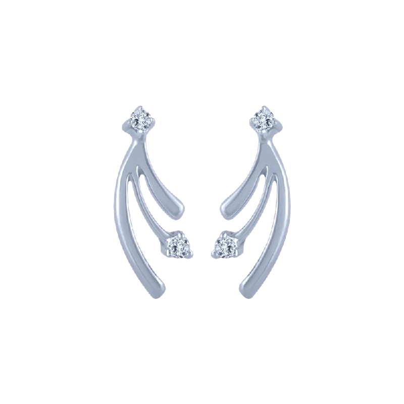 14k (585) White Gold And Diamond Stud Earrings For Women