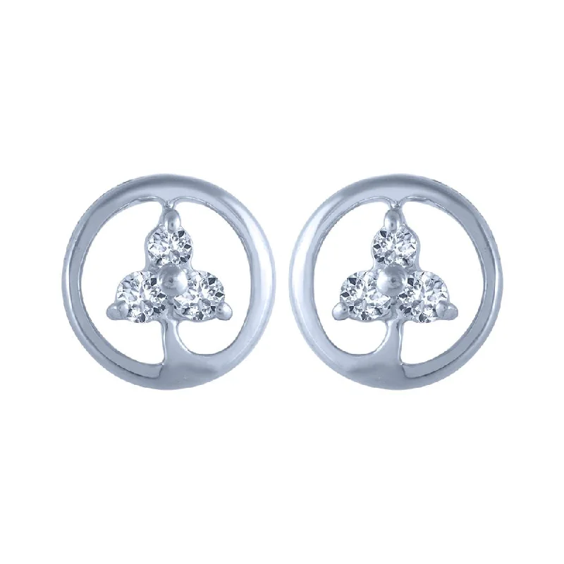 14k (585) White Gold And Diamond Stud Earrings For Women