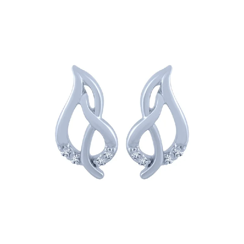 14k (585) White Gold And Diamond Stud Earrings For Women