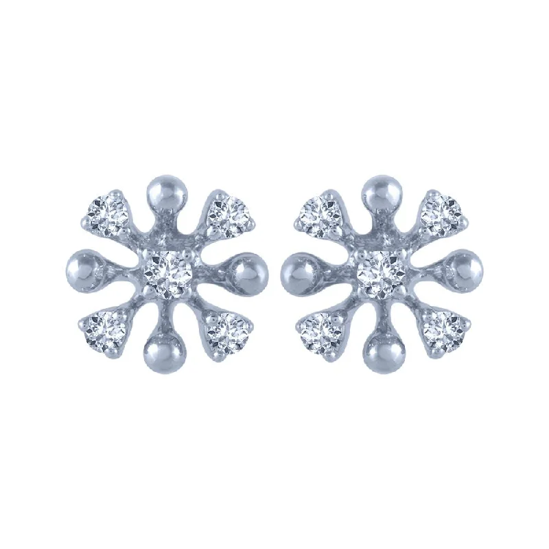 14k (585) White Gold And Diamond Stud Earrings For Women