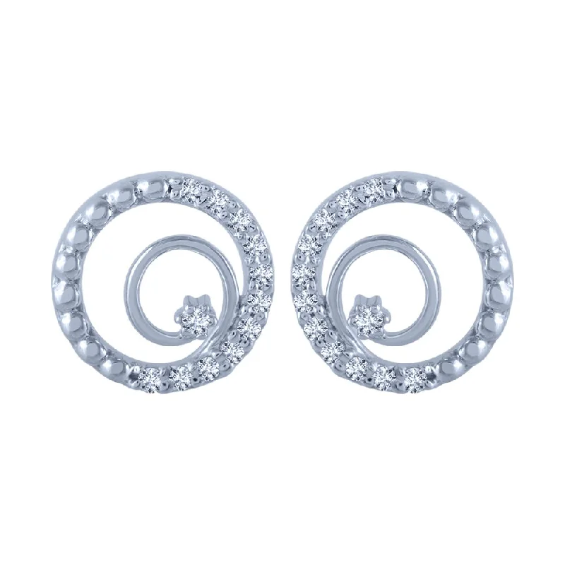 14k (585) White Gold And Diamond Stud Earrings For Women