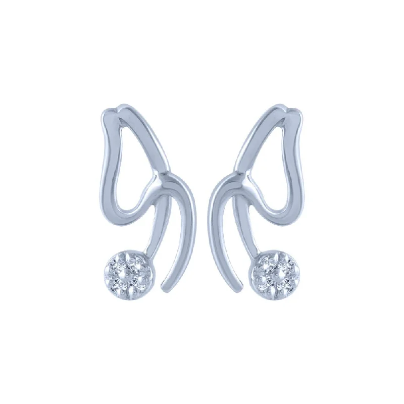 14k (585) White Gold And Diamond Stud Earrings For Women