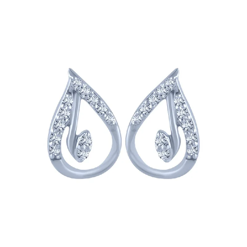 14k (585) White Gold And Diamond Stud Earrings For Women