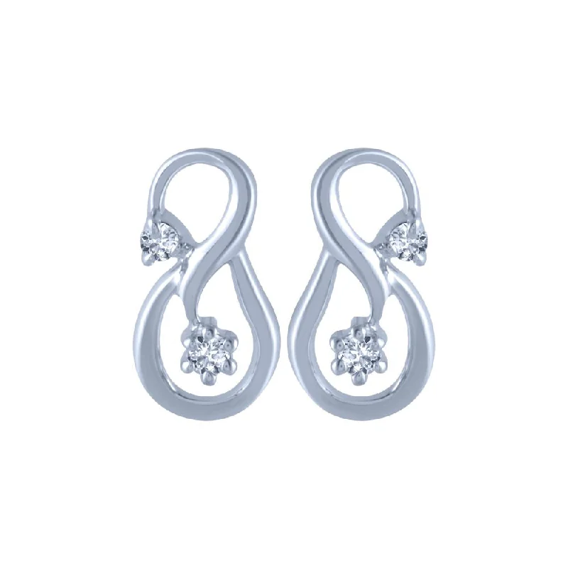 14k (585) White Gold And Diamond Stud Earrings For Women