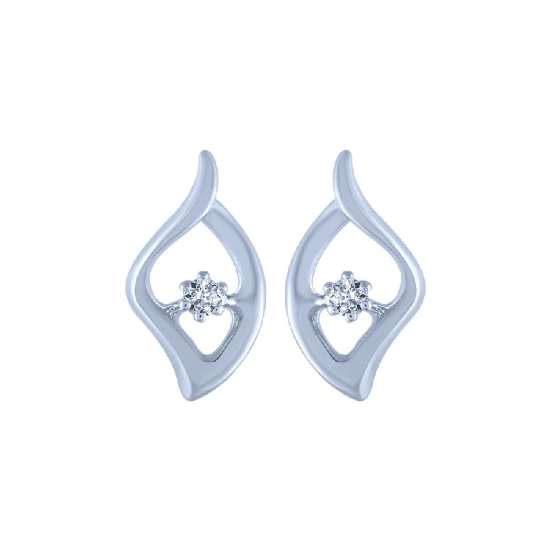 14k (585) White Gold And Diamond Stud Earrings For Women