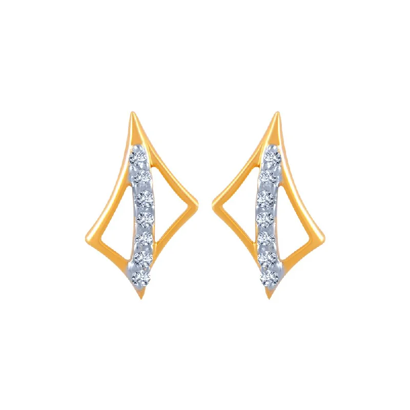 14k (585) Yellow Gold And Diamond Stud Earrings For Women