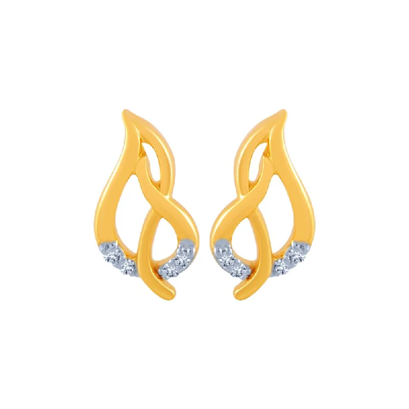 14k (585) Yellow Gold And Diamond Stud Earrings For Women