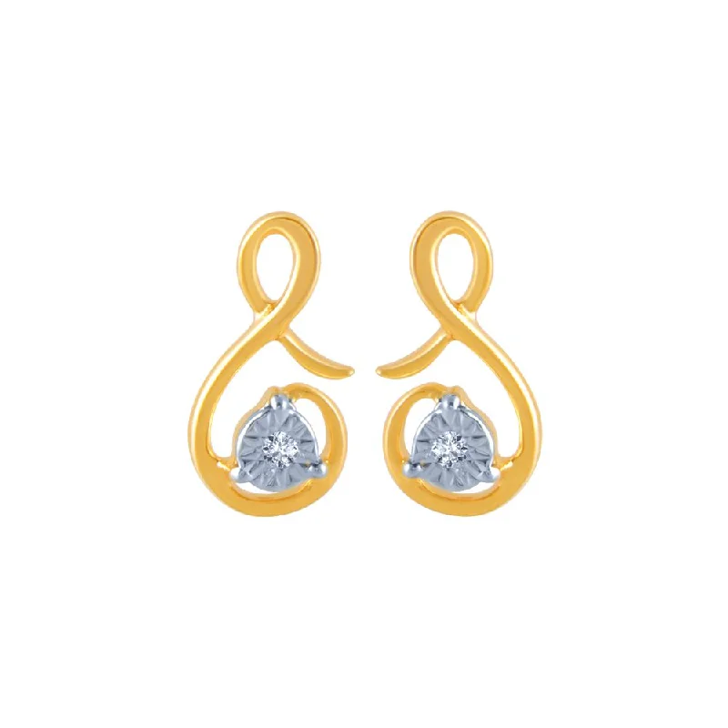 14k (585) Yellow Gold And Diamond Stud Earrings For Women