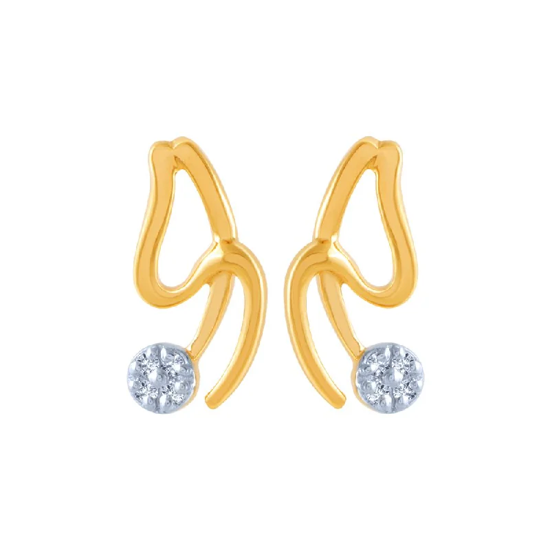 14k (585) Yellow Gold And Diamond Stud Earrings For Women