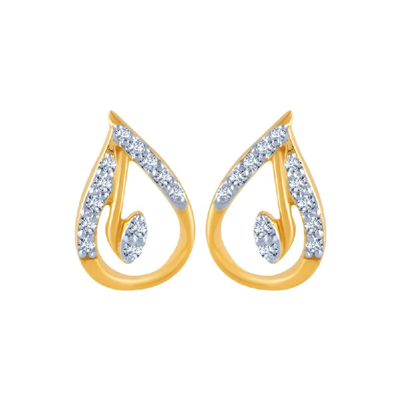 14k (585) Yellow Gold And Diamond Stud Earrings For Women