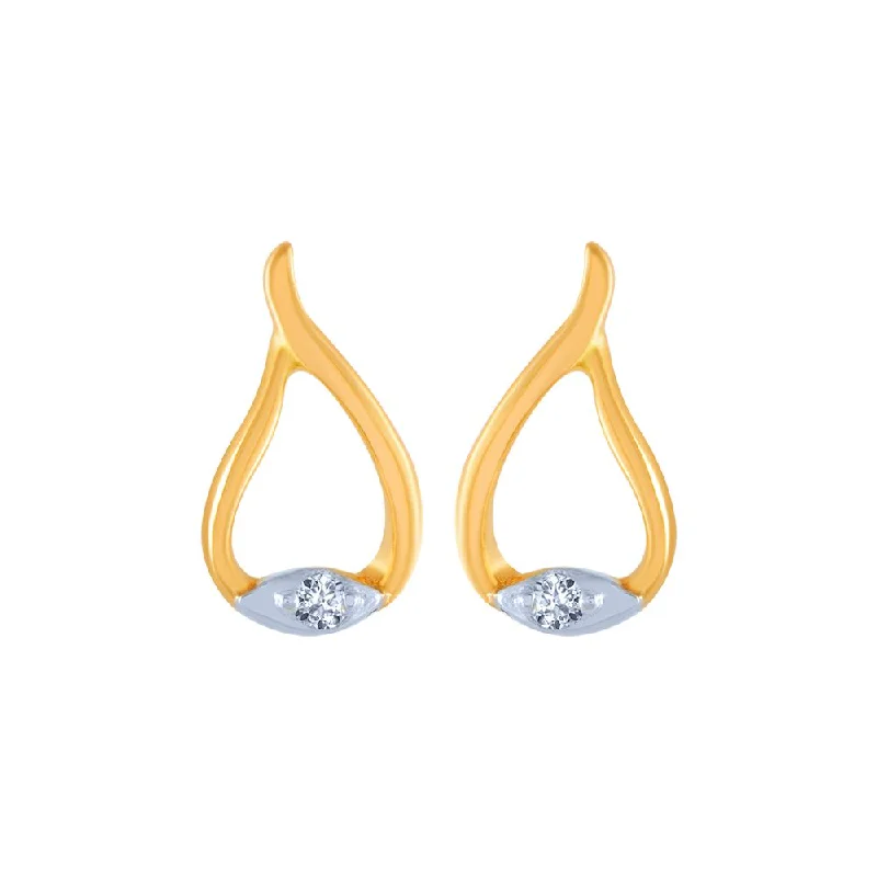 14k (585) Yellow Gold And Diamond Stud Earrings For Women