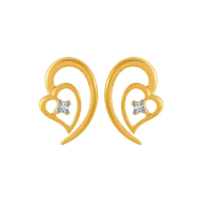 14k (585) Yellow Gold And Diamond Stud Earrings For Women