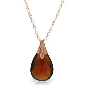 14K Solid Rose Gold Briolette Garnet Necklace Certified