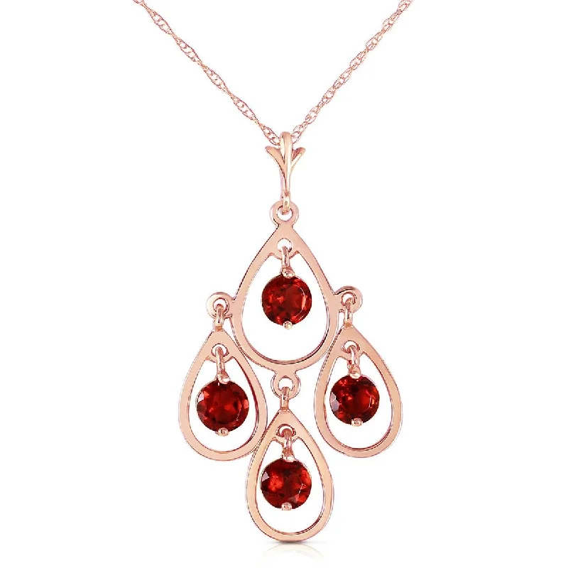 14K Solid Rose Gold Garnet Certified Series Platinum Necklace