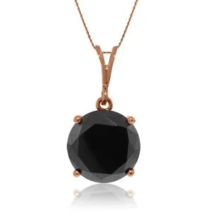 14K Solid Rose Gold Necklace w/ 3.50 Carat Black Diamond