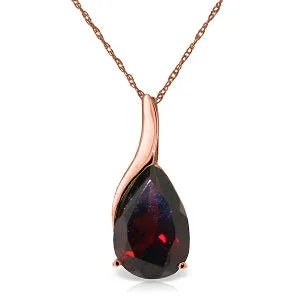 14K Solid Rose Gold Necklace w/ Pear Shape Natural Garnet