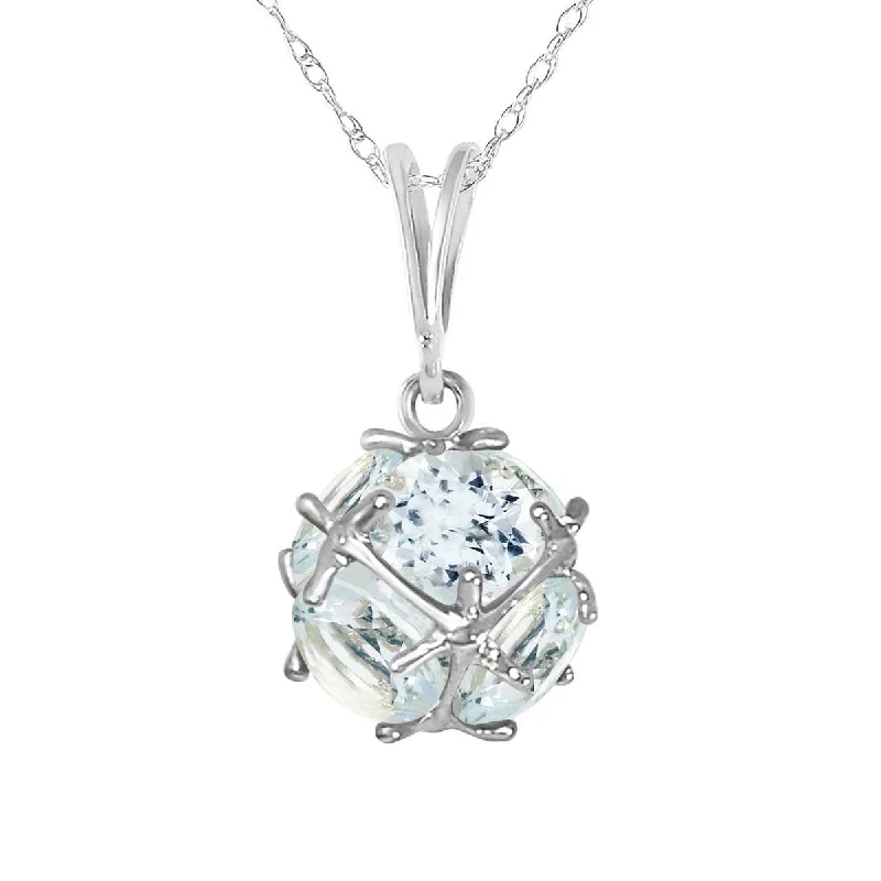 14K Solid White Gold Necklace w/ Natural Aquamarines