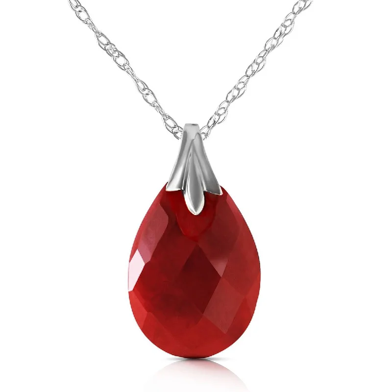 14K Solid White Gold Necklace w/ Natural Diamondyed Ruby