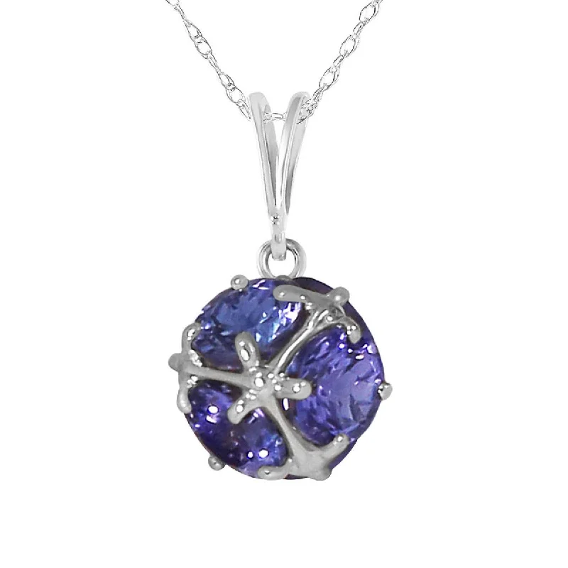 14K Solid White Gold Necklace w/ Natural Tanzanites