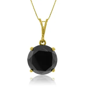 14K Solid Yellow Gold Necklace w/ 3.50 Carat Black Diamond