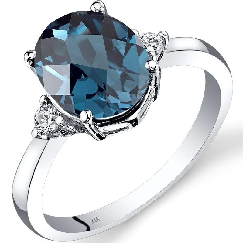 14k White Gold 2.75ct London Blue Topaz and Diamond Ring